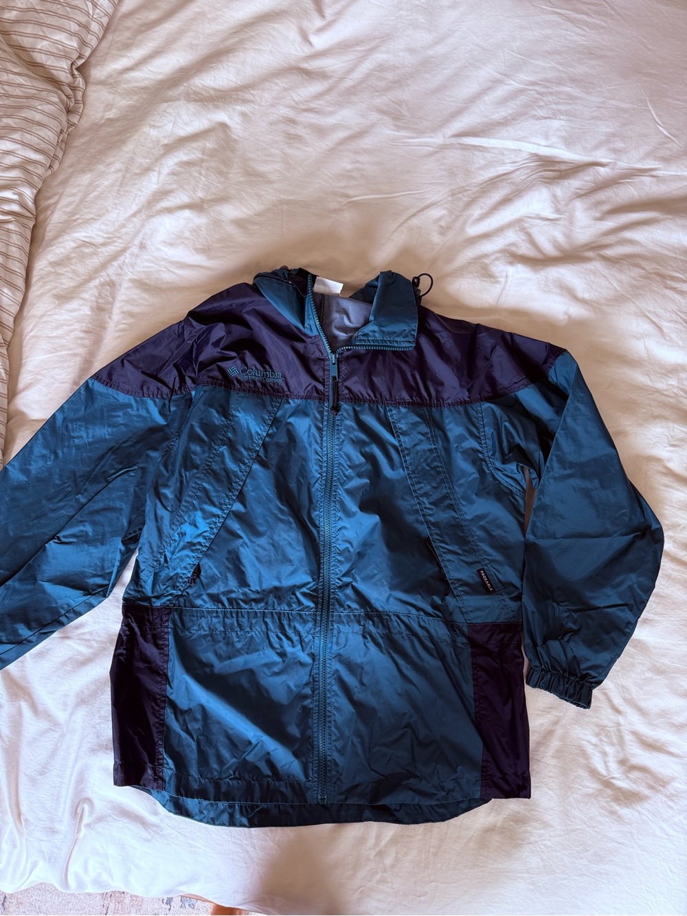 Women’s Two-Tone Teal and Navy Windbreaker Jacket - Lightweight Shell